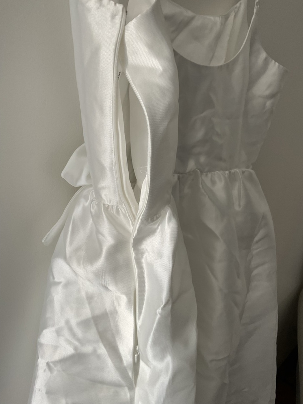 Lulus Classy Aesthetic White Taffeta Bow Midi Dress with Pockets NWT XL - Picture 9 of 14